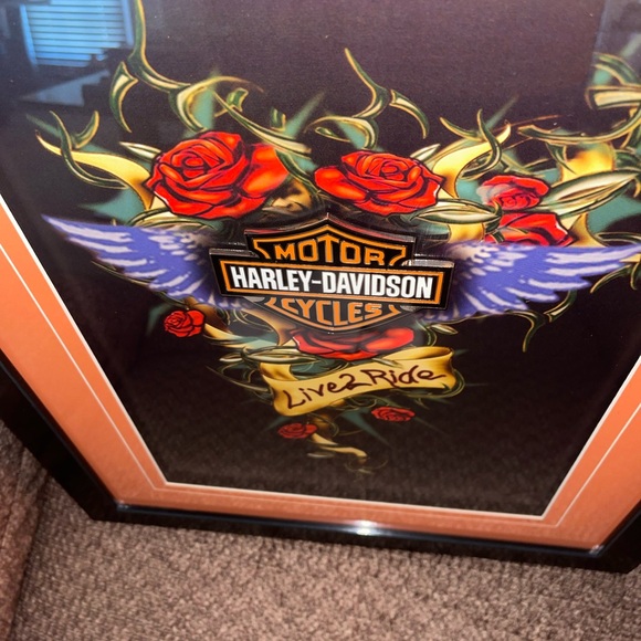 Harley Davidson Framed and Numbered “Live 2 Ride” Pin Artwork #384/1000 - Picture 5 of 5